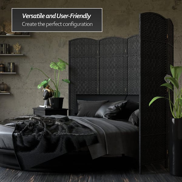 6 ft. Black 4-Panel Room Divider