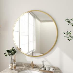 24 in. W x 24 in. H Round Metal Framed Wall Bathroom Vanity Mirror Gold