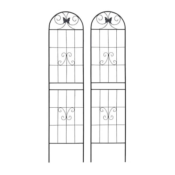 maocao hoom 86.7 in. x 19.7 in. Metal Garden Trellis, Rustproof Trellis for Climbing Plants Outdoor Flower Support Black, (2 Pack)