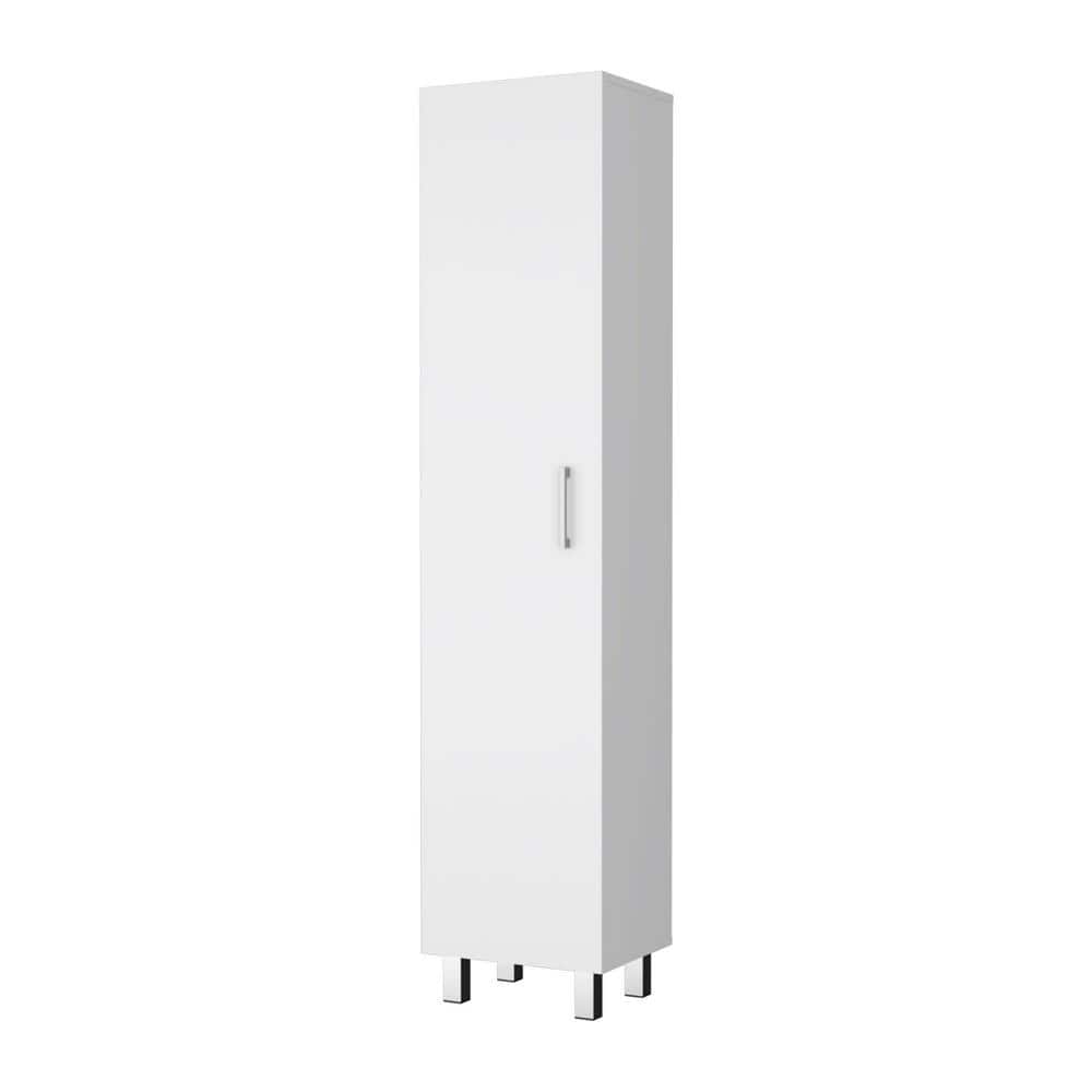 15.7 in. W x 12.3 in. D x 71 in. H White Linen Cabinet 1-Door 4-Shelf Tall 