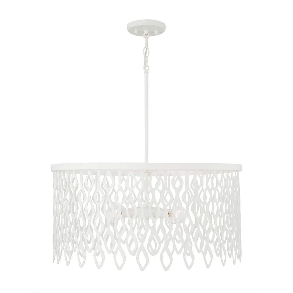Phoebe 24 in. W x 23.5 in. H 4-Light Laser Cut Metal Pendant in Matte White Modern Motif price history on PriceWatchPro