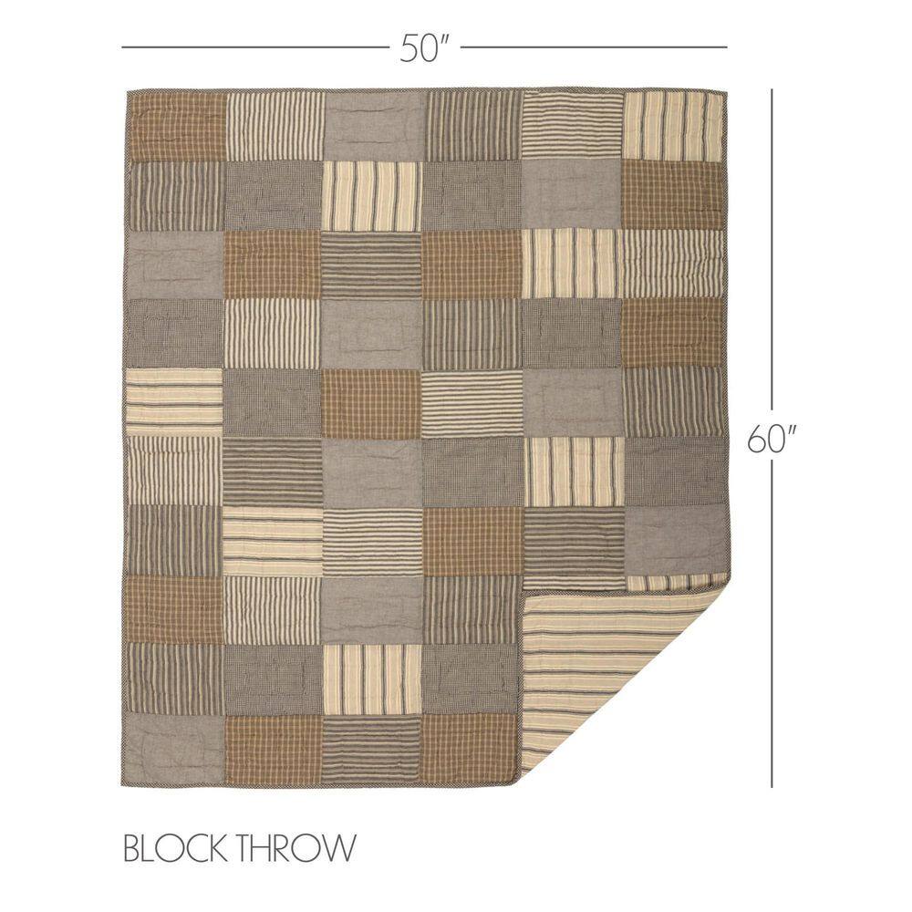Sawyer Mill Charcoal Gray and Khaki Cotton Patchwork Throw Blanket