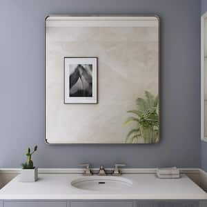 32 in. W x 36 in. H Large Rectangular Framed Wall Mounted Bathroom Vanity Mirror in Brushed Nickel