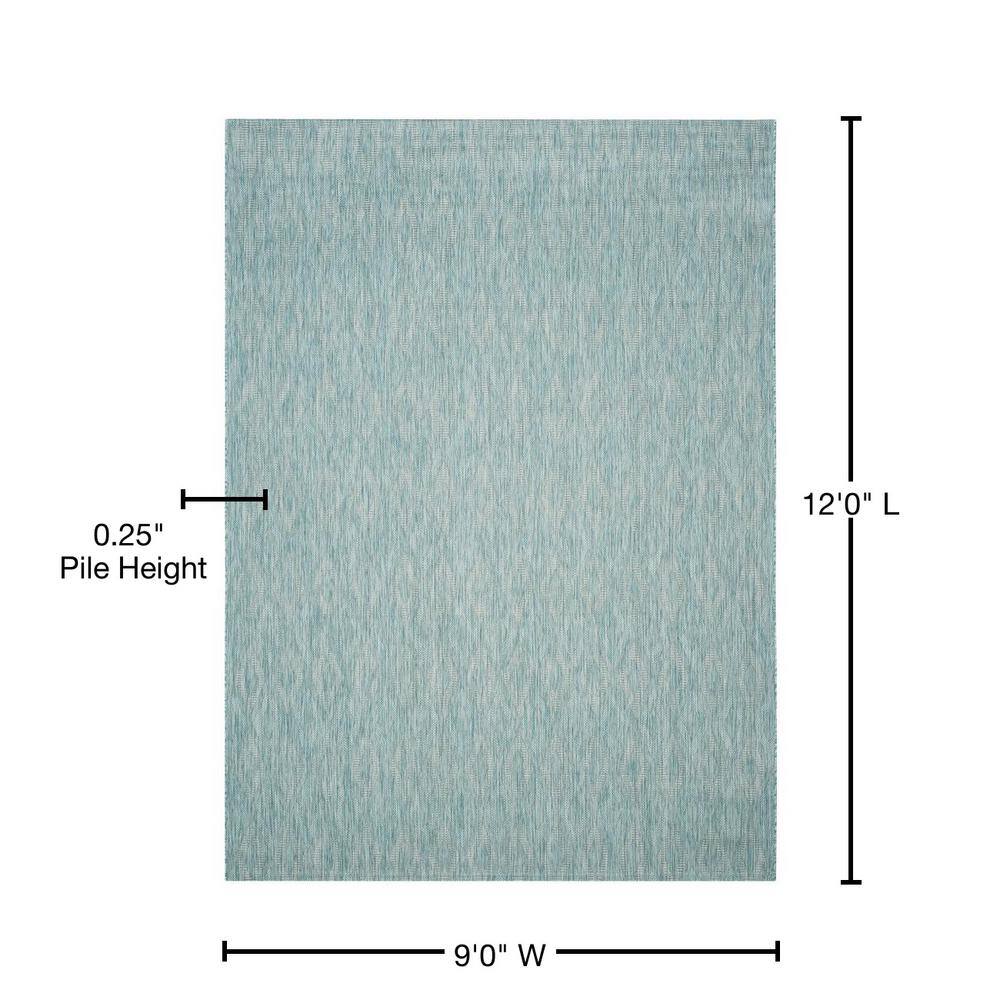 Blue Geometric Flat Woven Synthetic 9' x 12' Area Rug