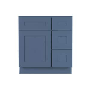 Lancaster 30 in. W x 21 in. D x 33 in. H Bath Vanity Cabinet Only in Ocean Blue with 2-Right Drawers