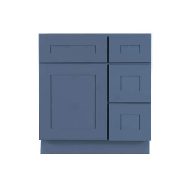 LIFEART CABINETRY Lancaster 30 in. W x 21 in. D x 33 in. H Bath Vanity Cabinet Only in Ocean Blue with 2-Right Drawers