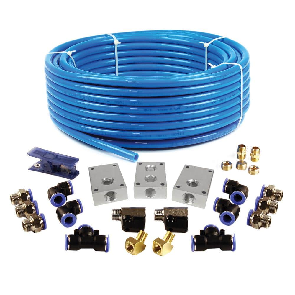 Primefit PCKIT26 Air Piping System 26-Piece Air Push to Connect Kit with 1/2-Inch x 100-Feet Nylon Tubing