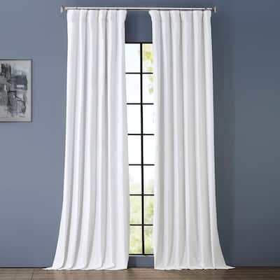 Whisper White Solid Cotton Thermal Blackout Curtain - 50 in. W x 96 in. L Rod Pocket with Back Tab Single Window Panel