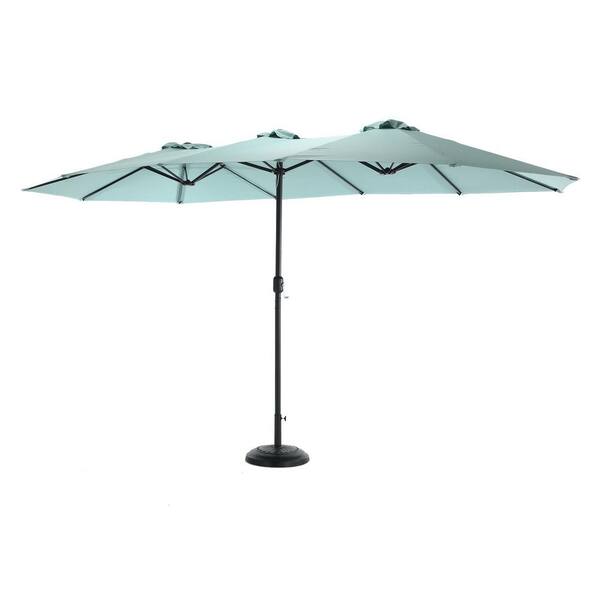 evergreen patio umbrella 14.8 ft. Extra Large Patio Umbrella Rectangular Double-Sided Outdoor  Umbrella with Crank in Light Green UUW640140334
