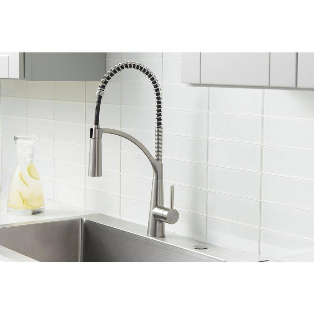 Stainless Steel Single-Handle Pull-Down Kitchen Faucet with Spray
