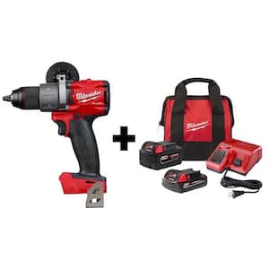 M18 FUEL 18-Volt Lithium-Ion Brushless Cordless 1/2 in. Hammer Drill/Driver with 5.0 Ah and 2.0 Ah Battery, Bag, Charger