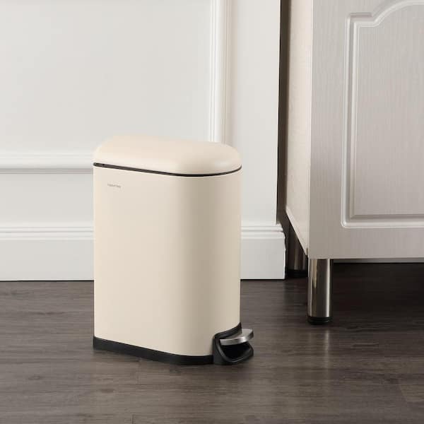 Roland Mini 2.6 Gal. Limestone Beige Step-Open Trash Can