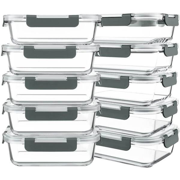 10-Set Microwavable Food Containers With Lids - BPA Free, 32 Oz, Reusable For Meal Prep