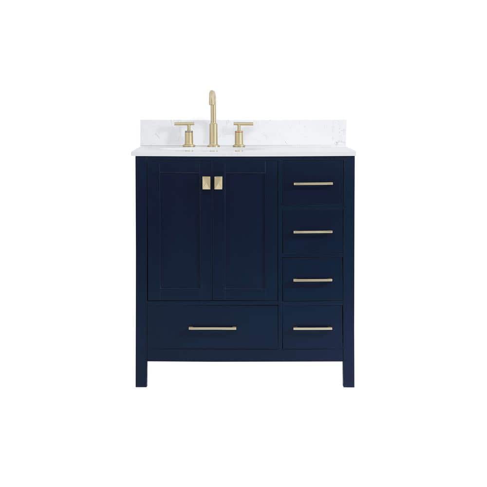 Timeless 32 in. W Single Bath Vanity in Blue with Engineered Stone Vanity T