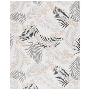 Sunrise Ivory/Gray Black 8 ft. x 10 ft. Oversized Tropical Reversible Indoor/Outdoor Area Rug