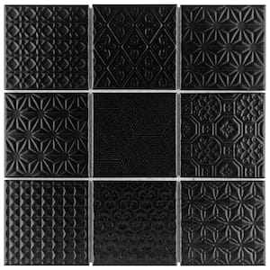 Spirit Black 11-5/8 in. x 11-5/8 in. x 6 mm Porcelain Mosaic Tile (0.94 sq. ft./Each)