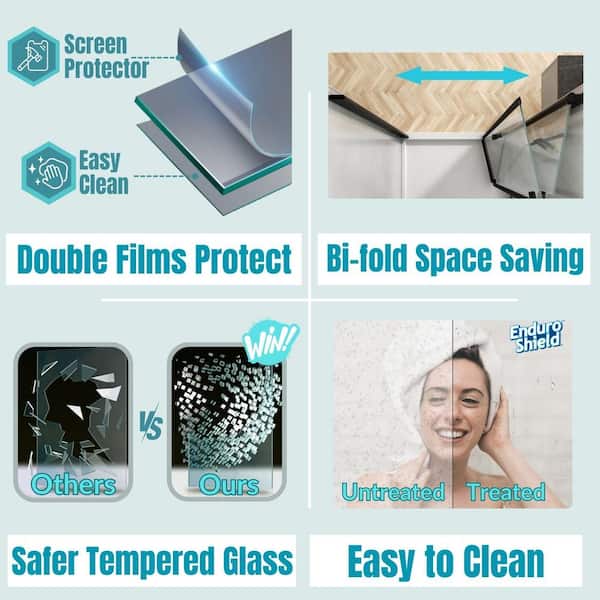 34 to 35-1/2 in. W x 72 in. H Bi-Fold Frameless Shower Doors in Chrome with Clear Glass