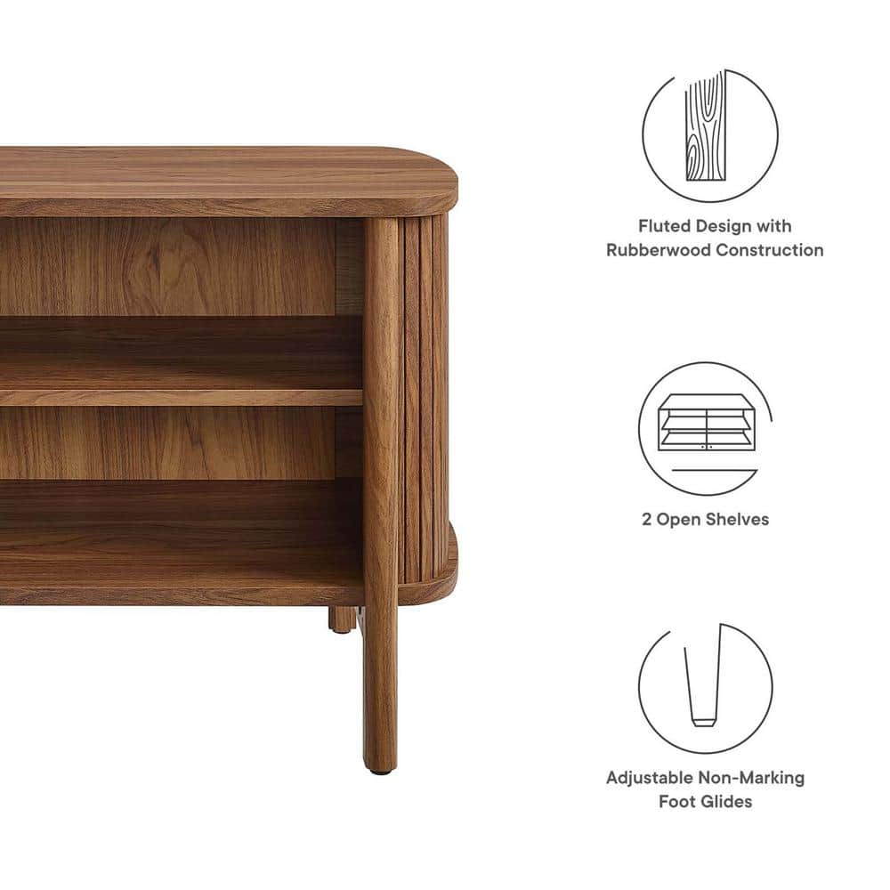 Cadence Walnut Fluted Open Shelf Nightstand