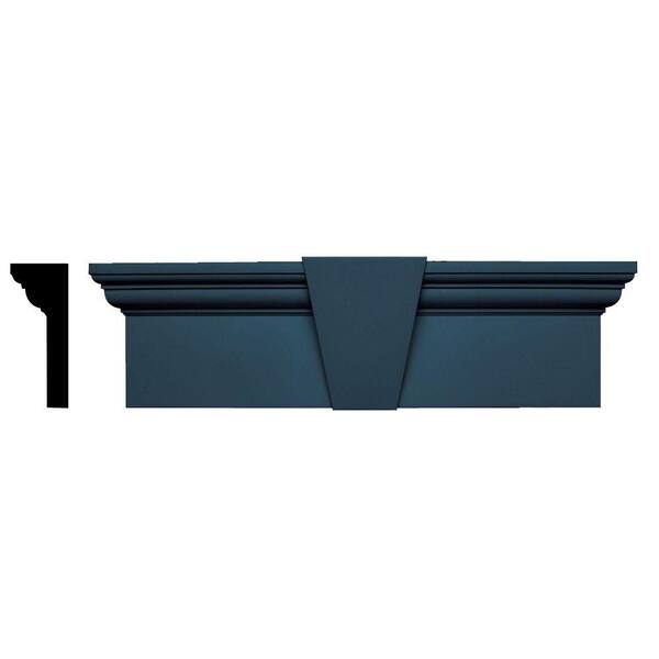 Builders Edge 3-3/4 in. x 9 in. x 33-5/8 in. Composite Flat Panel Window Header with Keystone in 036 Classic Blue