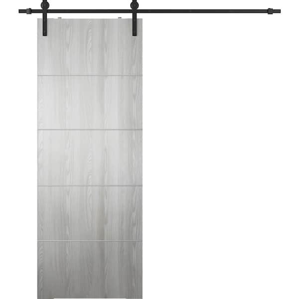 Belldinni Optima 4H 30 in. x 96 in. Manufactured Wood Ribeira Ash Solid Composite Core Sliding Barn Door with Hardware Kit