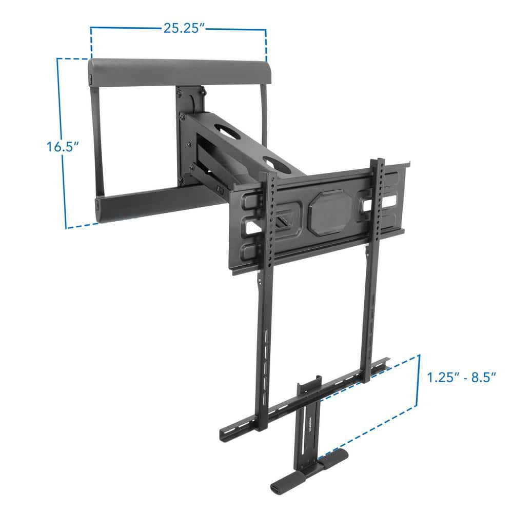 Black Metal Full-Motion Fireplace TV Wall Mount for 40-70 Inch Screens