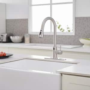 Single Handle Touch Pull-Down Sprayer Kitchen Faucet with Supply Lines in Brushed Nickel