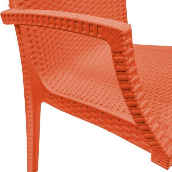 LeisureMod Weave Mace Contemporary Orange Polypropylene Dining Chair - Set of 4