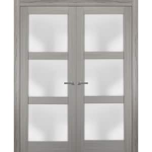 2552 36 in. x 80 in. Universal Handling Frosted Glass Solid Core White Finished Pine Wood Interior Door Slab