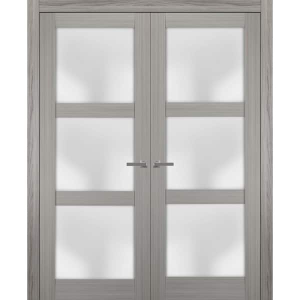 Sartodoors 2552 36 in. x 80 in. Universal Handling Frosted Glass Solid Core White Finished Pine Wood Interior Door Slab