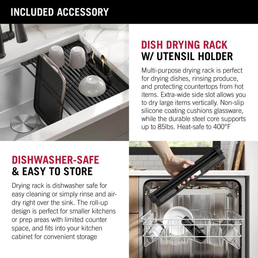 Delta 32-Inch Stainless Steel Workstation Undermount Kitchen Sink
