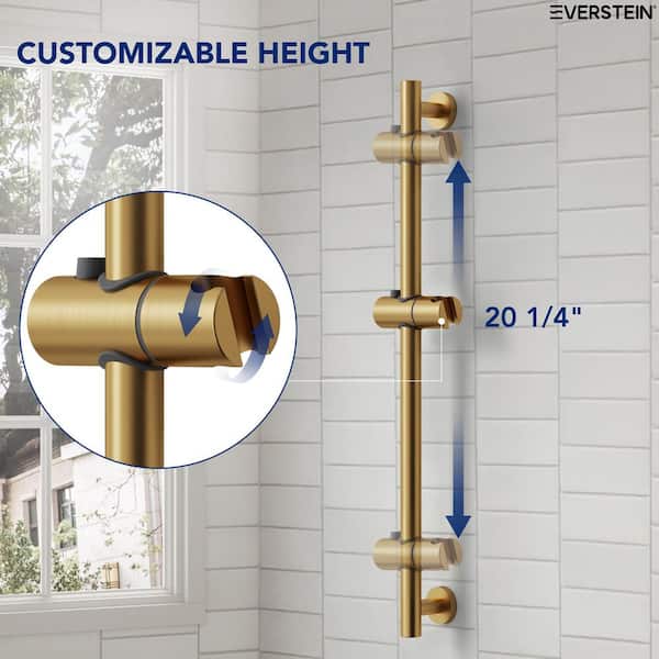 EVERSTEIN 1-Handle 3-Spray Shower Faucet 2.5 GPM with Slide Bar in