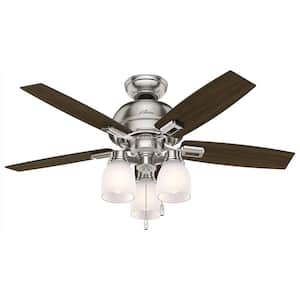 Hunter Donegan 52 in. LED Indoor Brushed Nickel Ceiling Fan with 3 ...