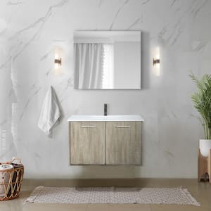 Fairbanks 36 in W x 20 in D Rustic Acacia Bath Vanity, White Quartz Top and Gun Metal Faucet Set