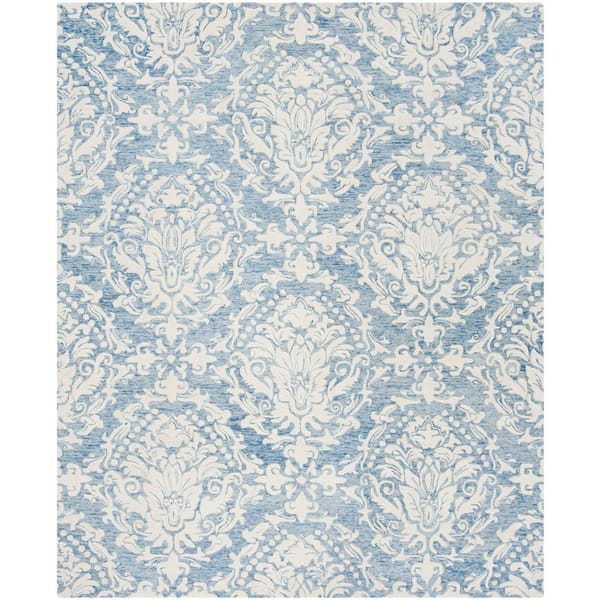 SAFAVIEH Blossom Blue/Ivory 10 ft. x 14 ft. Geometric Diamond Floral Area Rug