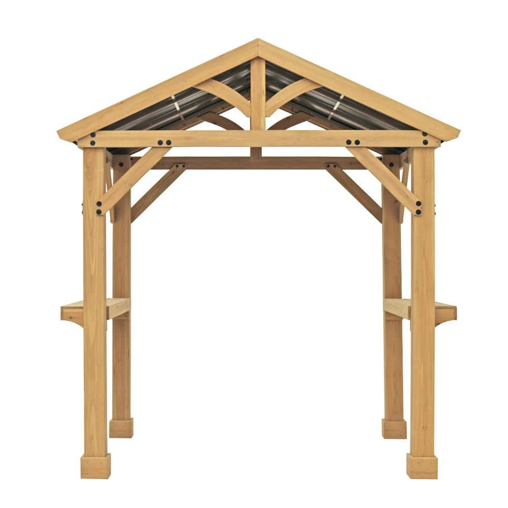 Meridian Cedar Grilling Pavilion with Brown Aluminum Roof