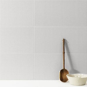 Level Waffle White 7.87 in. x 15.74 in. Matte Ceramic Wall Tile (10.32 Sq. Ft./Case)
