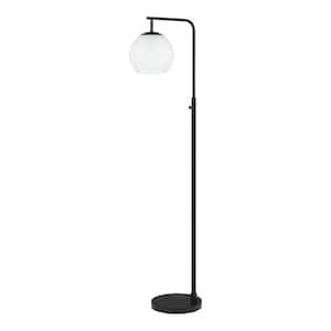 Frazier 59 in. Black Floor Lamp with Milk Glass Shade