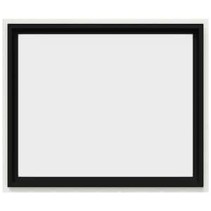 36 in. x 30 in. V-4500 Series Black Exterior/White Interior FiniShield Vinyl Picture Window w/ Low-E 366 Glass
