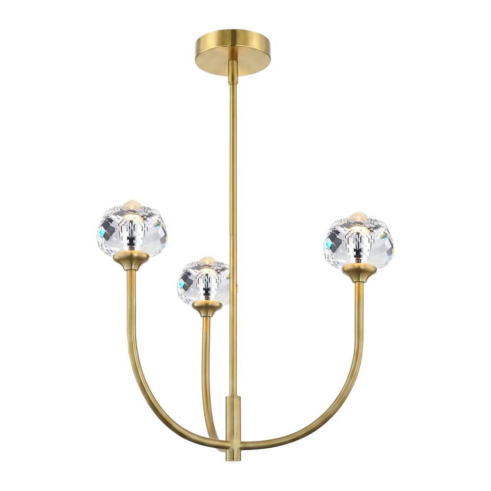 23.5 in.W 3-Light Brushed Gold Crystal Ball Chandelier for Kitchen Island and Dining Room price history on PriceWatchPro