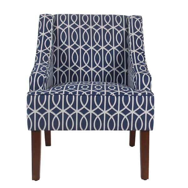 Homepop Printed Blue Trellis Bella Swoop Accent Chair