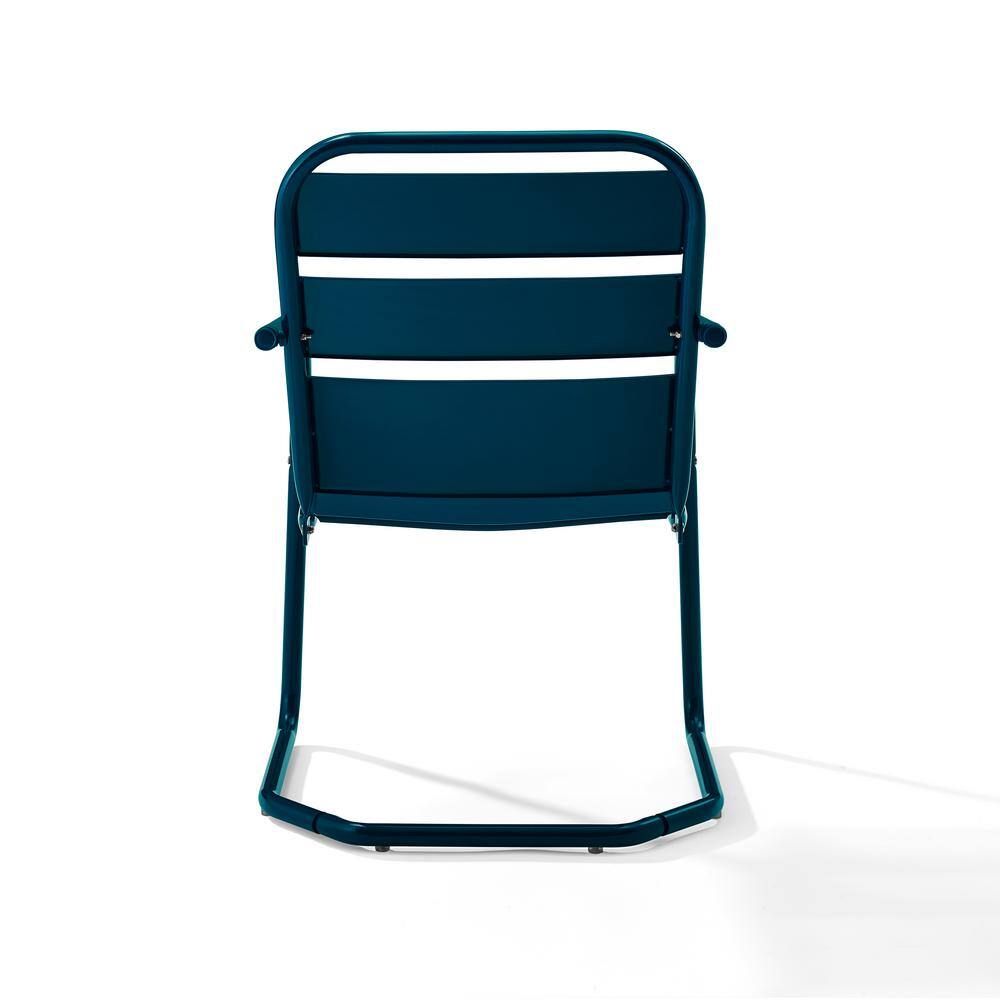 Vintage-Inspired Brighton Navy Steel Outdoor Dining Chair Set