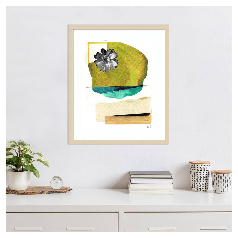 Day Beach II Abstract Green and Black Framed Wall Art Print