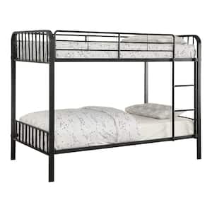 Diarra Black Twin over Twin Bunk Bed with Attached Ladder