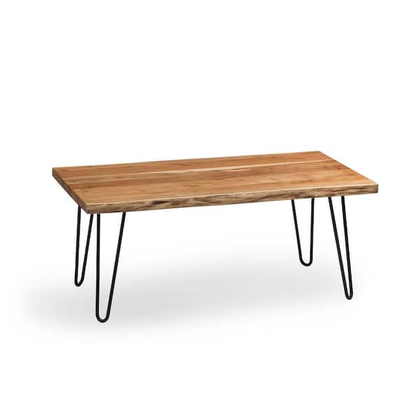 Alaterre Furniture Hairpin 48 in. Natural Large Rectangle Wood Coffee Table with Live Edge