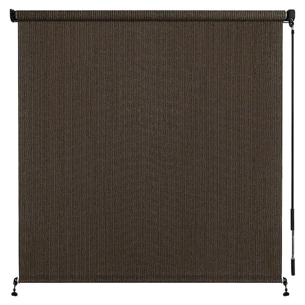 6' W x 6' H Outdoor Roller Shade, Exterior Cordless Patio Roll Up Blinds with Splicing Design for Gazebo Pergola, Mocha
