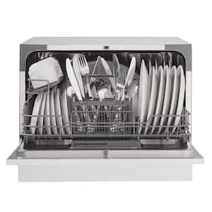 24 in. White CounterTop Front Control Dishwasher with 6-Cycles, 6 Place Settings Capacity