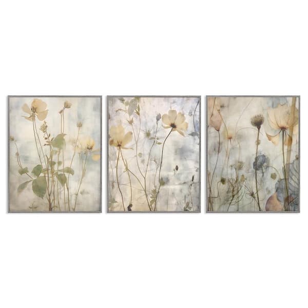 Soft Blooming Botanicals by Lettered and Lined 3-Pieces Gray Framed Nature Giclee Art Print 20 in. x 16 in.