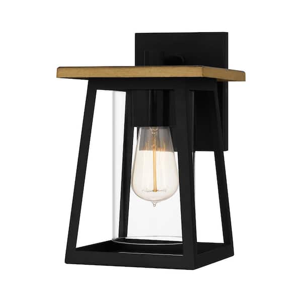 ASHLEY HARBOUR COLLECTION Gunner 1-Light Matte Black Hardwired Outdoor Wall Lantern Sconce