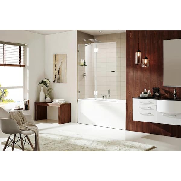 Wet Republic Aurora Equinox 58 in. H x 48 in. W Frameless Pivot Tub Door in Chrome with (10 mm) 3/8 in. Thick Clear Glass