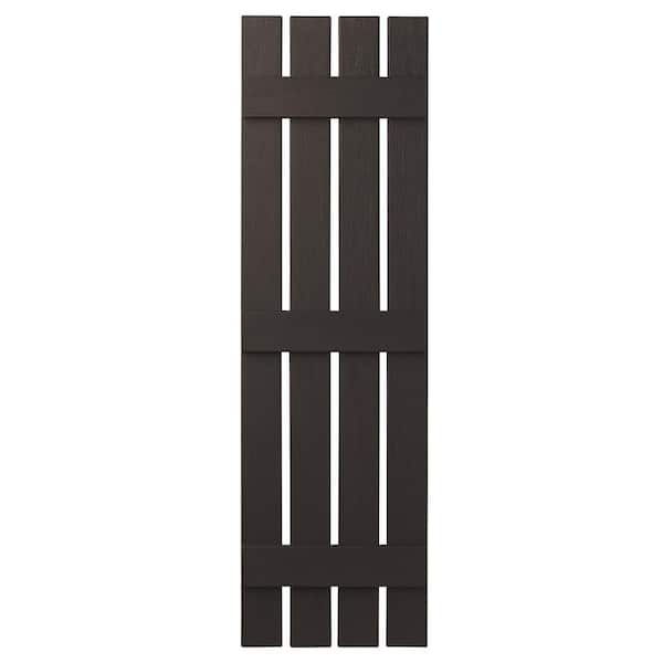 Ply Gem 16 in. x 55 in. Polypropylene Plastic 4-Board Open Board and Batten Shutters Pair in Brown
